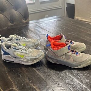 Nike Kids' Gray Sneakers with Blue and Red Accents